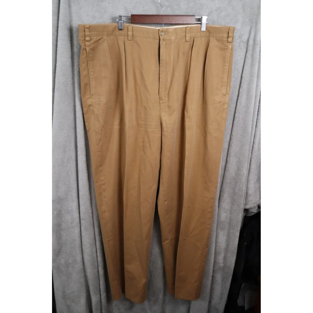 Polo Ralph Lauren Andrew Pant Mens 44B 34 Tan Khaki Pleated Chino Big Tall